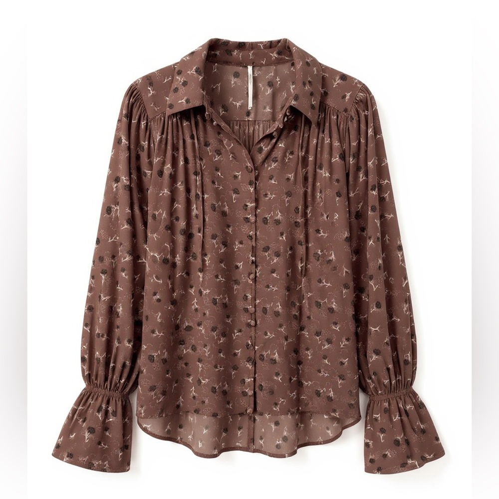 Free People Brown Floral Women's Blouse
